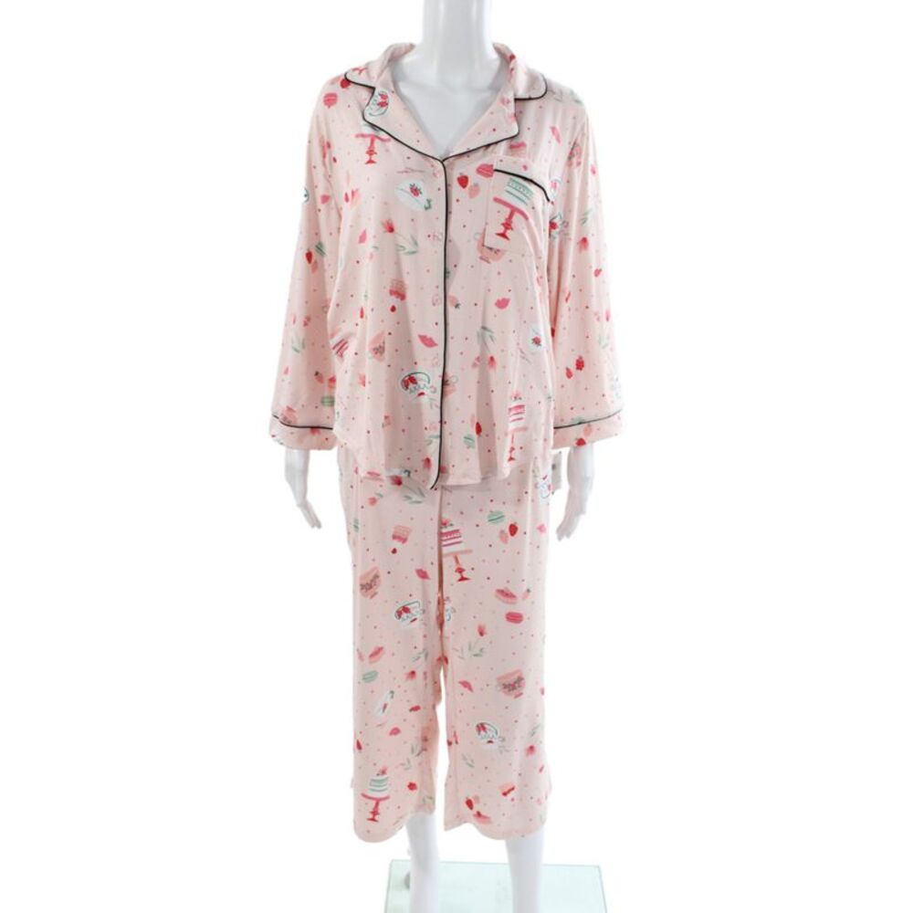 Kate Spade Women's Long Sleeves Two Piece Pajama Set Floral Size XL